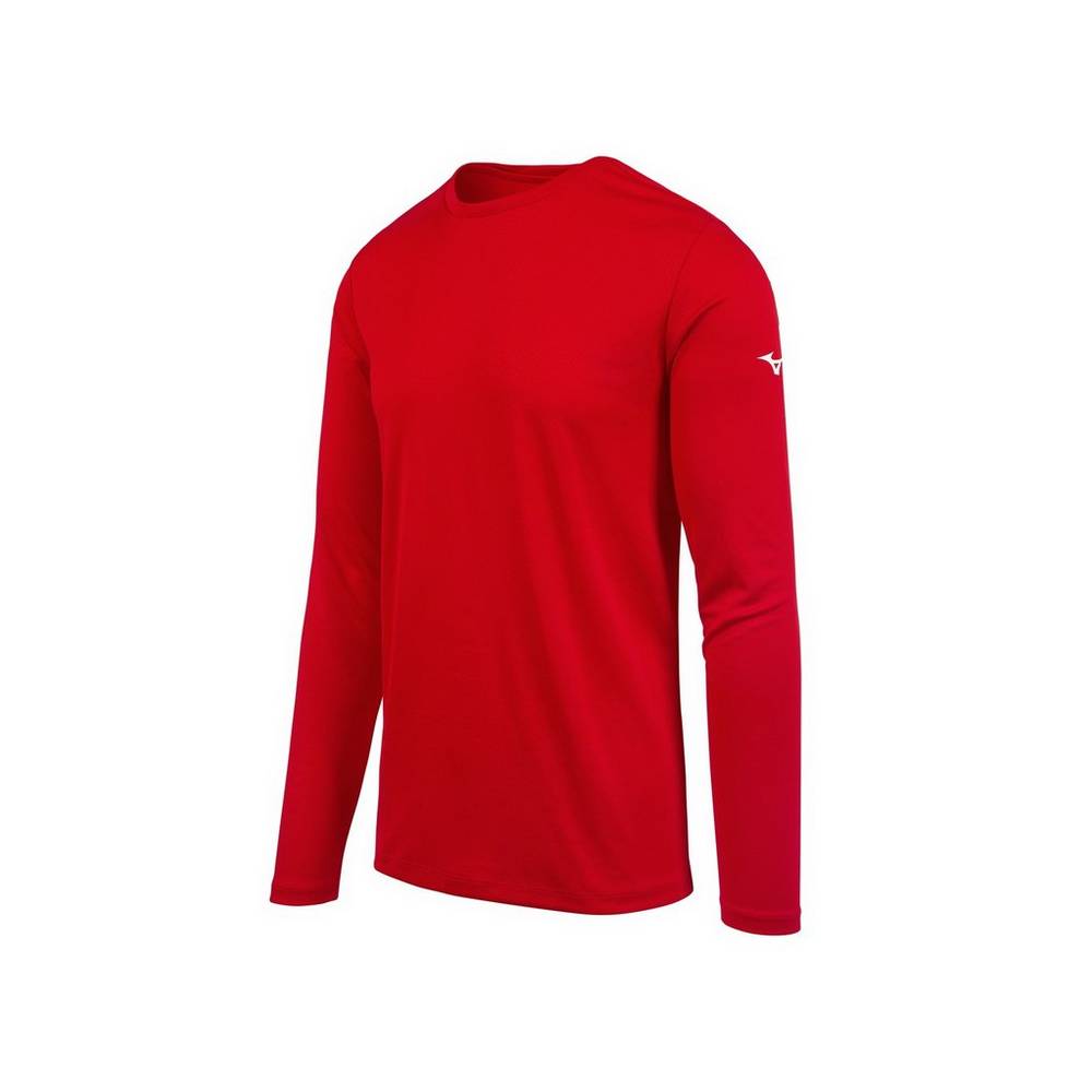 Camiseta Mizuno Long Sleeve - Homem - Vermelhas - HTFRQ9076